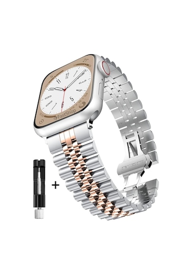 Apple Watch Seri 10 11 Uyumlu 46mm Uyumlu Paslanmaz Çelik Rolex Kordon