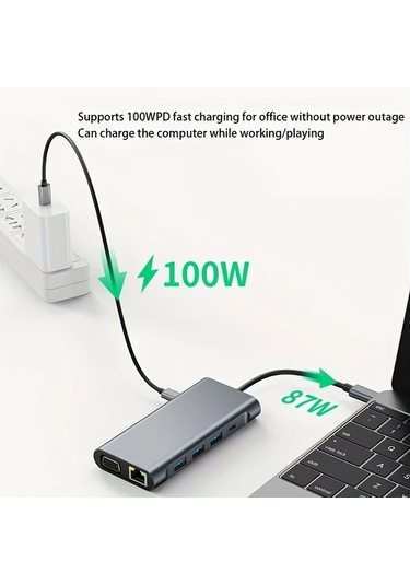 Xuweiwei 100 Mbps Macbook Uyumlu Windows Ve Usb C Dizüstü Bilgisayarlar İçin 11 Li Tip C Usb C Genişletme Ünitesi