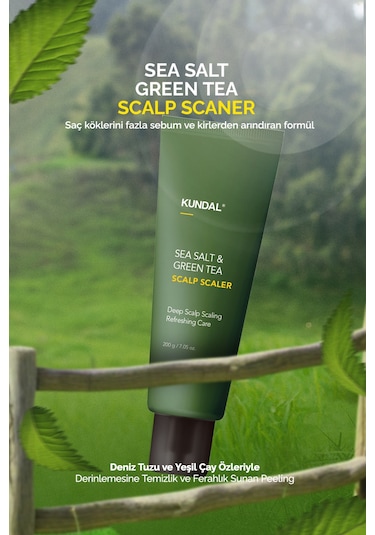Arındırıcı Ve Ferahlatıcı Saç Derisi Peelingi Kundal Sea Salt & Green Tea Scalp Scaler