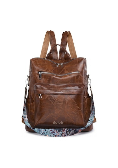 Ccgloball Retro Pu Sırt Çantası Büyük Kapasiteli Kadın Tek Omuz Çift Amaçlı Sırt Çantası Rahat Açık Seyahat Sırt Çantası Kadın Çantası Kahve Siyah