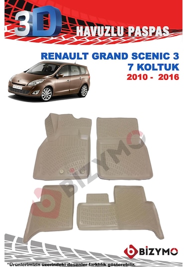 Renault Grand Scenic 3 7 Koltuk 2010-2016 3D Bej Paspas Takımı