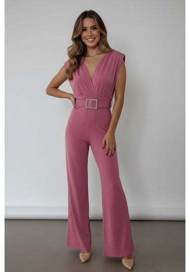 Zedefx Kadın Kolsuz Sandy Tulum Pembe