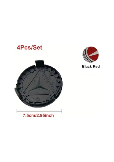 Elmpaly 4 Adet Siyah Kırmızı Mercedes-benz C E S Gla Glc Glk Gl Cls İçin 75 Mm Jant Kapakları Seti