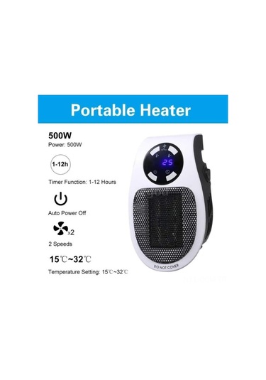 Qingmipy Beyaz Ev Ofis Masaüstü Sıcaklık Ayarlı 2 Vitesli 1-12 Saat Timerli Kumandalı Enerji Tasarruflu Sigorta Üstü Heater Avrupa Standartı