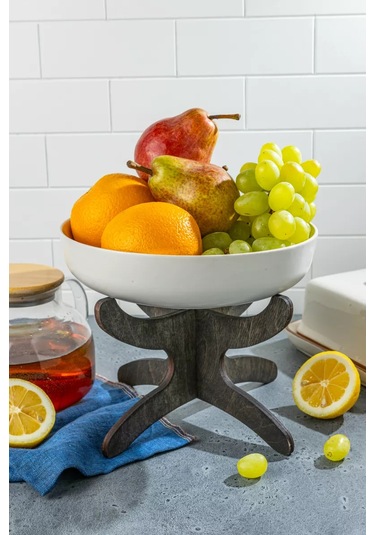 H&t Wood Sıcak Yemekler İçin Ayaklı Servis Tabağı Altında 1 Adet 257576293 Koyu Kahverengi