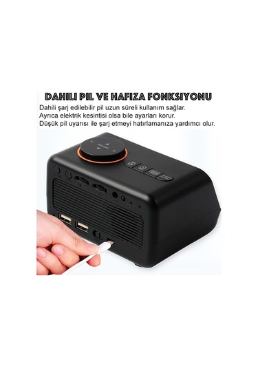 Plentiful Dekoratif Led Dijital Saat Fm Radyo 2 Alarm Sıcaklık Ve Nem Göstergeli Şarjlı Pilli Saat Siyah