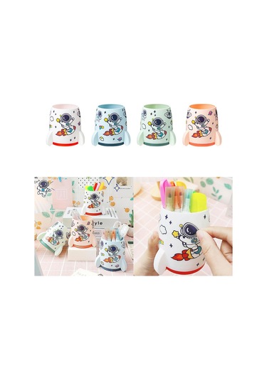 Ganzhoushop Kalem Vazo Kalemlik Makyaj Fırçası Tutucu Kırtasiye Masa Plastik Düzenleyici Pembe