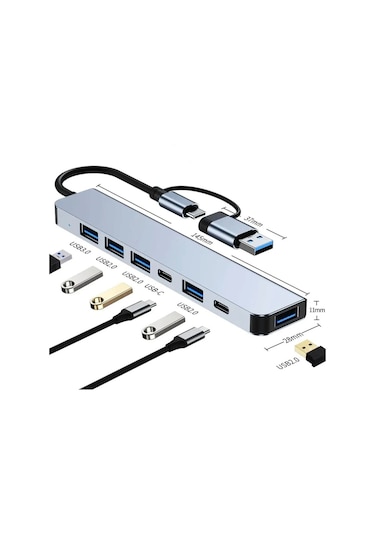 Maxgo 3011 7 In 1 Usb/type-c To Usb A Usb C-usb 2.0/3.0 Çevirici Adaptör 7 Port Çoklayıcı Usb Hub