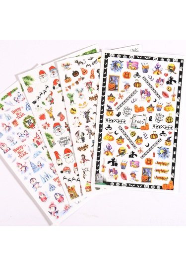 Skycity Halloween Tırnak Sticker Seti - Dekoratif Desenler, Ev Ve Salonda Kullanım, Kolay Uygulama - F691 Modeli