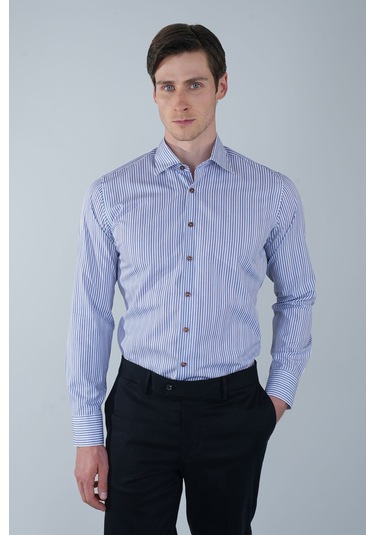 Bisse Regular Fit Erkek Uzun Kol Klasik Yaka Cepsiz Pamuk Lacivert Gömlek Gmczg250129 D39 Lacivert