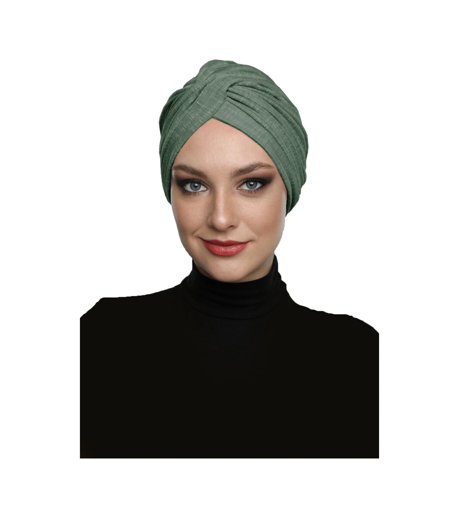 Çapraz Penye Astarlı Çam Yeşili Hazır Türban Tesettür Havuz Bonesi Çam Yeşili
