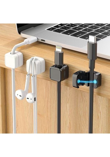 Gajeena Siyah Manyetik Kabloluk Düzenleyici - Masaüstü Araç İçin Otomatik Yapışkan, Kolay Kullanım, Dayanıklı Malzeme 1 Adet