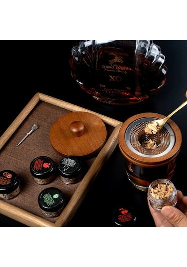 Honeybeeshop 1 Takım 5 Lezzet Ahşap Çip Isıtıcı Duman Kit Viski Şarap Ve Et İçin Erkek Hediyesi