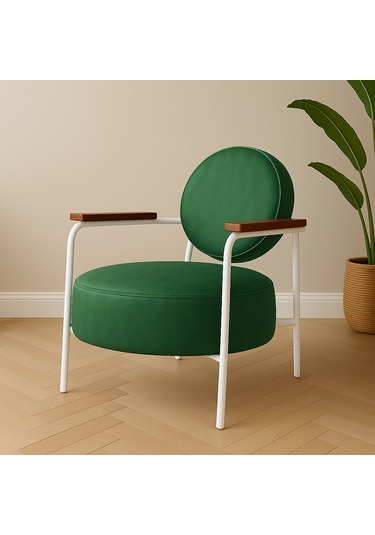 Venüs Berjer - Modern Tekli Beyaz Koltuk - Ofis Koltuğu - Yeşil