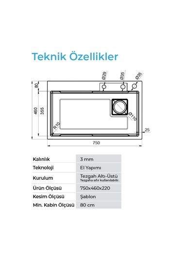 Crauf Dolce Vita 6375 Füme Akıllı Mutfak Eviyesi Füme