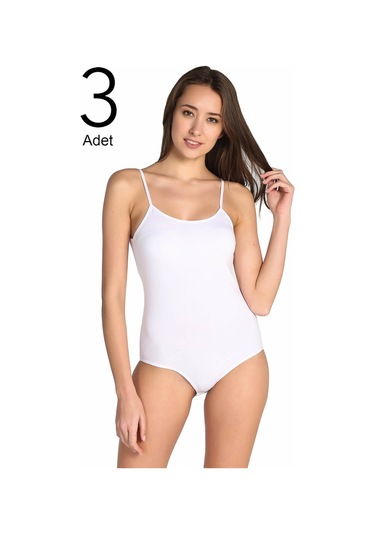 Tutku Kadın Karışık Renk 3'Lü Ip Askılı Likralı Kancalı Çıtçıtlı Body Elf568T0148Ccm3 Karışık Renk Xl Karışık Renk Beyaz