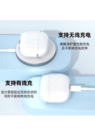 Airpods 4. Nesil Uyumlu Mat Silikon Koruyucu Kılıf+kanca Şeffaf