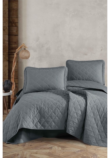 Clasy Ranforce Yatak Örtüsü Çift Kişilik Tafana V6 Gri