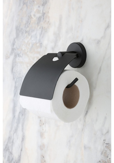 Multistore Siyah Geniş Kapaklı Tuvalet Kağıtlığı Wc Kağıtlık Tuvalet Kağıdı Askısı Siyah