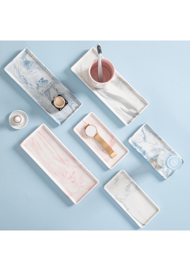 Homyl Yemek Odası Düğün Evi Için Seramik Banyo Vanity Tepsi Mavi Küçük Mavi