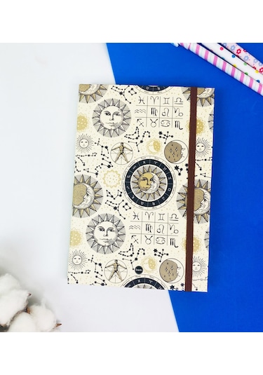 Tarot Ay Ve Güneş Tasarımlı Lastikli Defter