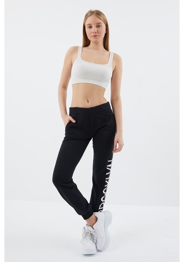 Aymeravm - Paça Lastikli Baskılı Likralı Eşofman Alt - Çt3601Ga Siyah
