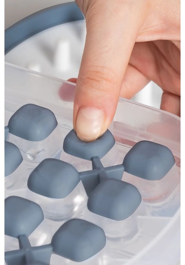 32'li Buzluk Buz Saklama Kabı - Bas Çıkar Buz Küpü Hazneli Buz Kalıbı-antrasit Royaleks-mp-7075 Asorti