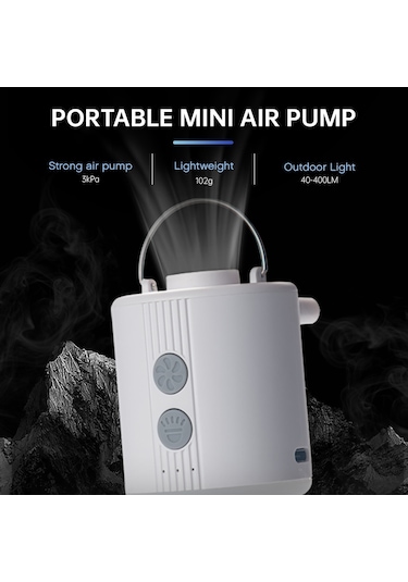 Xindoker Tomshoo Mini Dörtlü Fonksiyonlu Hava Pompa: Hava Çekici, Kamp Lambası Ve Blower - 1600mah Pil, 400lm Işık, Taşınabilir野营