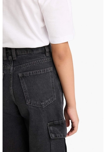 Defacto Kız Çocuk Wide Leg Kargo Geniş Paça Jean Pantolon E7323a825aunm36 Antrasit