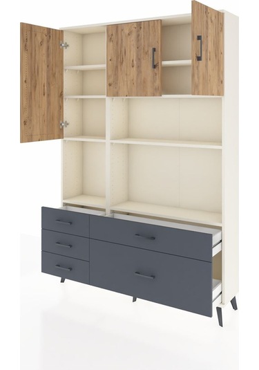 Arges Dolap 8 Raflı 5 Çekmeceli 3 Kapaklı 132x30x195 Aytaşı-çam/antrasit Atlas Çam/antrasıt Arges Dolap 8 Raflı 5 Çekmeceli 3 Kapaklı 132x30x195 Aytaşı-çam/antrasit Atlas Çam/antrasıt