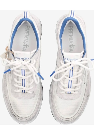 Premiata Limited Edition Erkek Sneakers Nous 6657 Beyaz - Mavi