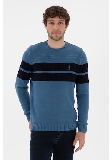 U.S. Polo Assn. Erkek Slim Fit Bisiklet Yaka Saks Kazak 50293041-VR032