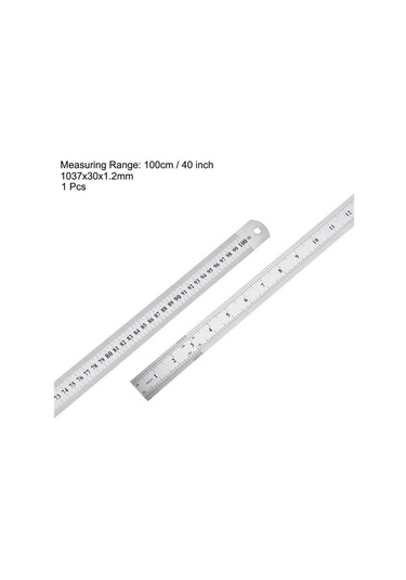 100cm 40 İnch - Çift Taraflı Paslanmaz Çelik Metal Cetvel - Kalınlık 1.2mm