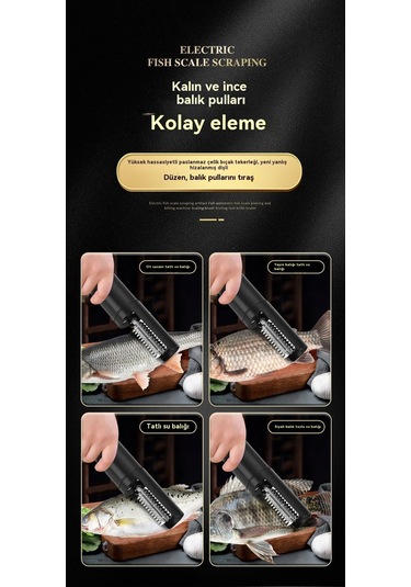 Jian Fan Tam Otomatik Balık Pulu Makinesi Elektrikli Balık Pulu Planya Siyah Siyah