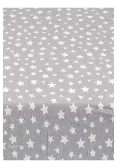 More Home Çift Kişilik Lastikli Çarşaf Seti + Yastık Kılıfı Gri Yıldızlı Beyaz - Gri