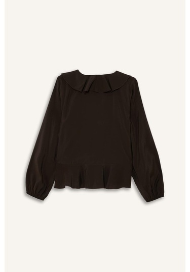 Defacto Regular Fit V Yaka Modal Volanlı Uzun Kollu Bluz G1971ax25wnbn116 Kahve Defacto Regular Fit V Yaka Modal Volanlı Uzun Kollu Bluz G1971ax25wnbn116 Kahve