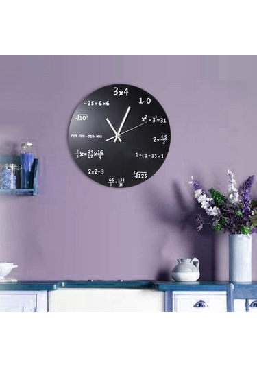 Goldenqian Duvar Saati Akrilik Matematik Formülü Saatleri Oturma Odası Ofis Ev Kendin Yap Dekorasyon Modern Tasarım Llx955 Siyah