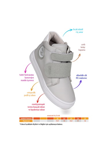 Kiko Kids Coyote Cırtlı Kız Çocuk Günlük Bot Ayakkabı Gri Gri