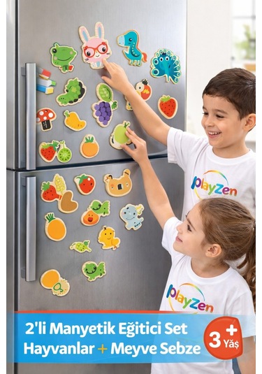 Manyetik Eğitici Oyuncak Seti Hayvanlar Ve Meyve Sebze 2 Li Set 3+