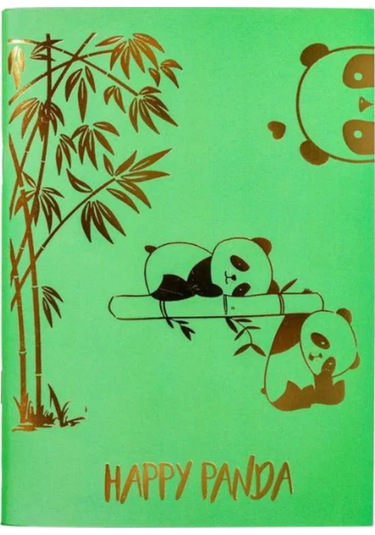 Happy Panda Mottolu Çizgisiz Defter Yeşil