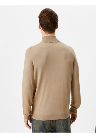 Koton Balıkçı Yaka Kazak Triko Basic Uzun Kollu Viskon Karışımlı Bej 4wam70055ht Ekru