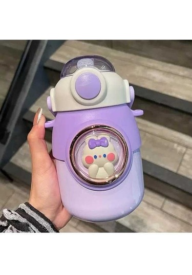 Elmpaly Çocuklar Mor Saman Şişe 700ml Kawaii Paslanmaz Çok Renkli