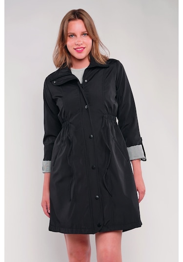 Gabria Kol Katlamalı Trenchcoat Siyah