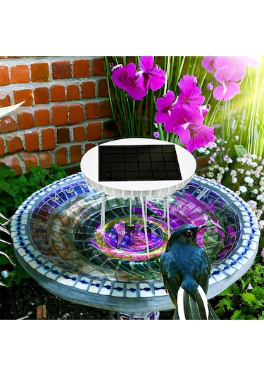 Vkemall Güneş Enerjili Ip65 Su Dalgalatıcı, 5v 2w Panel İle Kuş Havuzu/akvaryum Dalga Ve Oksijen Artırıcı, Dahili Batarya Ve Ayaklı Beyaz Model