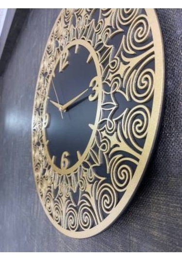 Bymelekoğlu Siyah & Gold Duvar Saati, Gold Saat, Duvar Saati - 50 Altın - Siyah