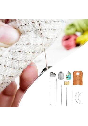 Homyl Deri İğneler Seti Parmak Kalkanı El Dıy Metal Yüksük