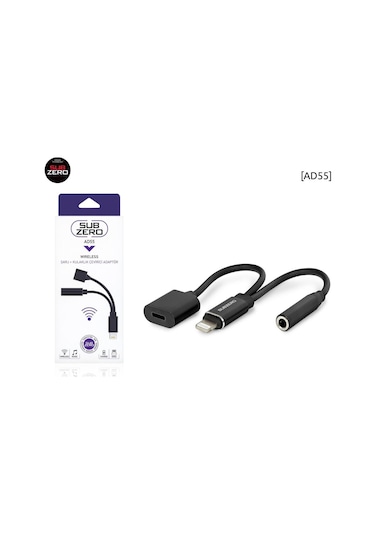 Subzero Ad55 Apple Uyumlu iPhone Lightning 2 In1 Şarj + Kulaklık Dönüştürücü 3