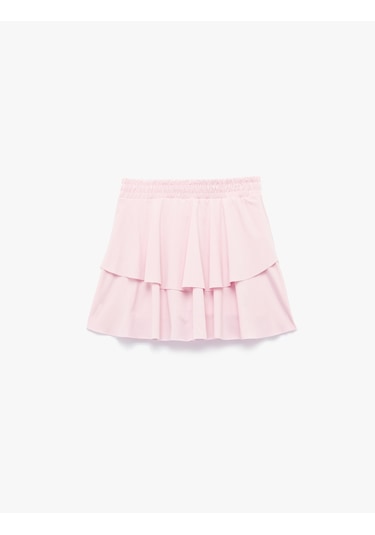 Koton Katlı Mini Volanlı Spor Şort Etek Açık Pembe 5sak40412nk Pembe