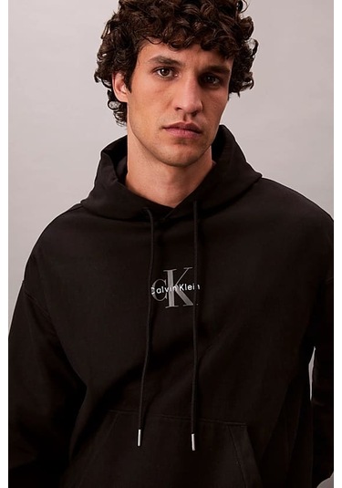 Erkek Rahat Kalıp Kapüşonlu Sweatshirt - Siyah Black