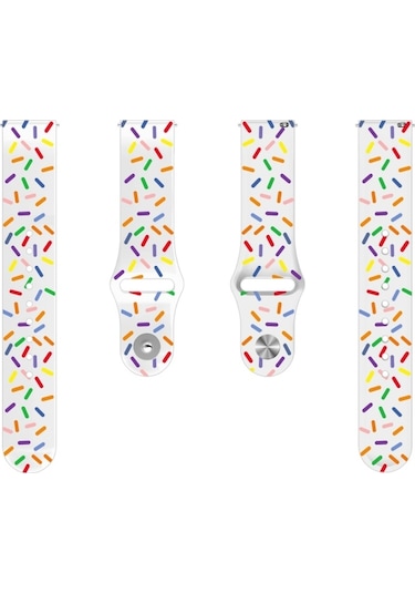 Sones Samsung Galaxy Uyumlu Watch Active 2 40mm / 44mm Spor Gökkuşağı Noktaları Silikon Toka Saat Kordonu